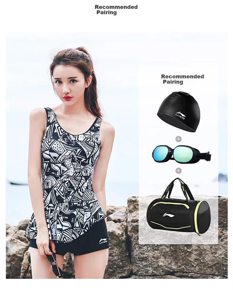 LI-NING Women's Adult Training Swimwear 2026 New High-End One-Piece Swimsuit for Hot Springs, Tummy Control, Slimming, Plus Size 9
