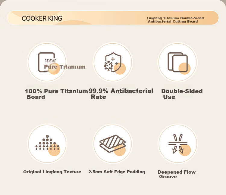 Chuida Huang Pure Titanium Cutting Board Household Antibacterial Double-Sided Mold-Resistant Non-Slip Thickened Chopping Board 42*30*2.5cm 2
