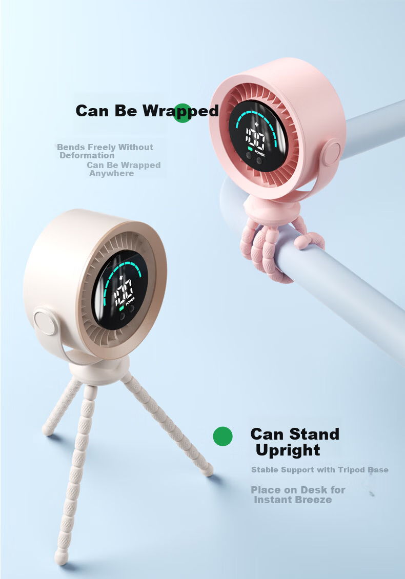AUX Baby Stroller Mini Octopus Folding Desktop Portable Handheld USB Fan Baby Special Outdoor Cooling Essential Long Battery Life 25