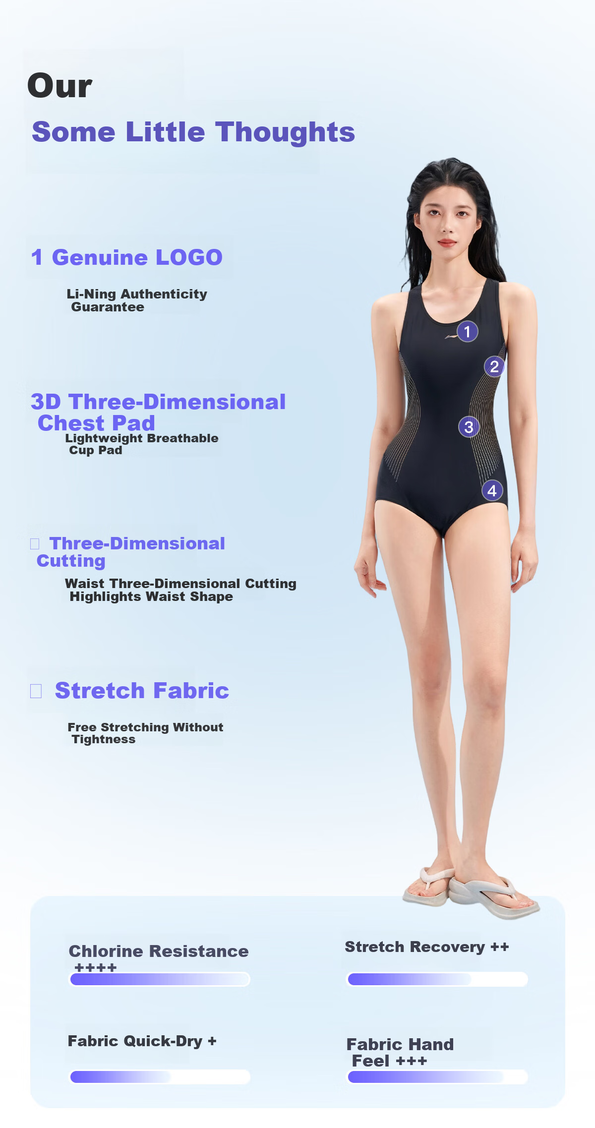 LI-NING Women's One-Piece Swimsuit 2026 New Premium Professional Racing Triangle Swimwear Spa 2