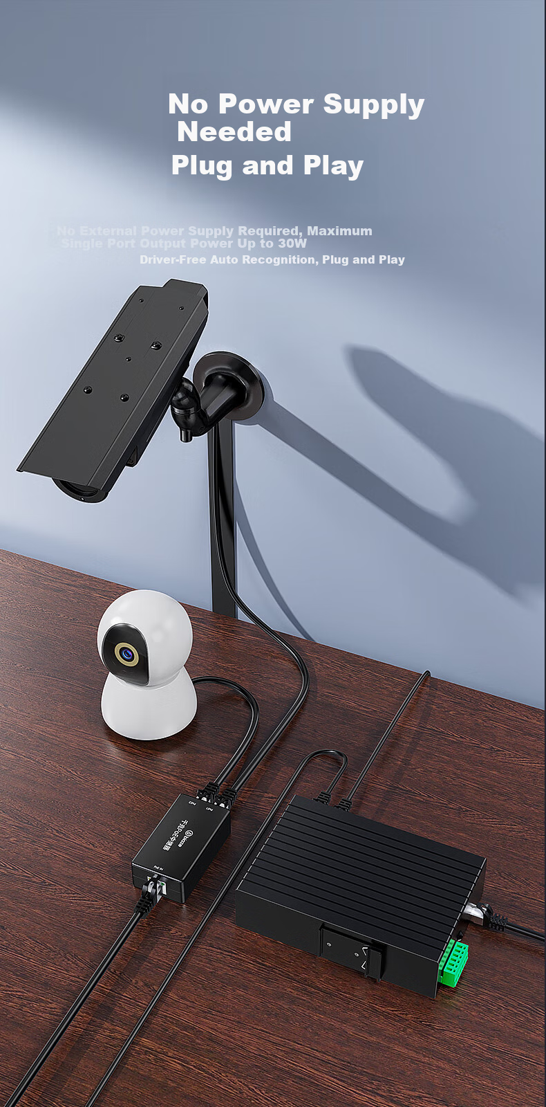 BIAZE Gigabit PoE Repeater One-to-Two Isolated National Standard Switch Camera Network Repeater Extender Home Surveillance Power Splitter Separator ZH432 5