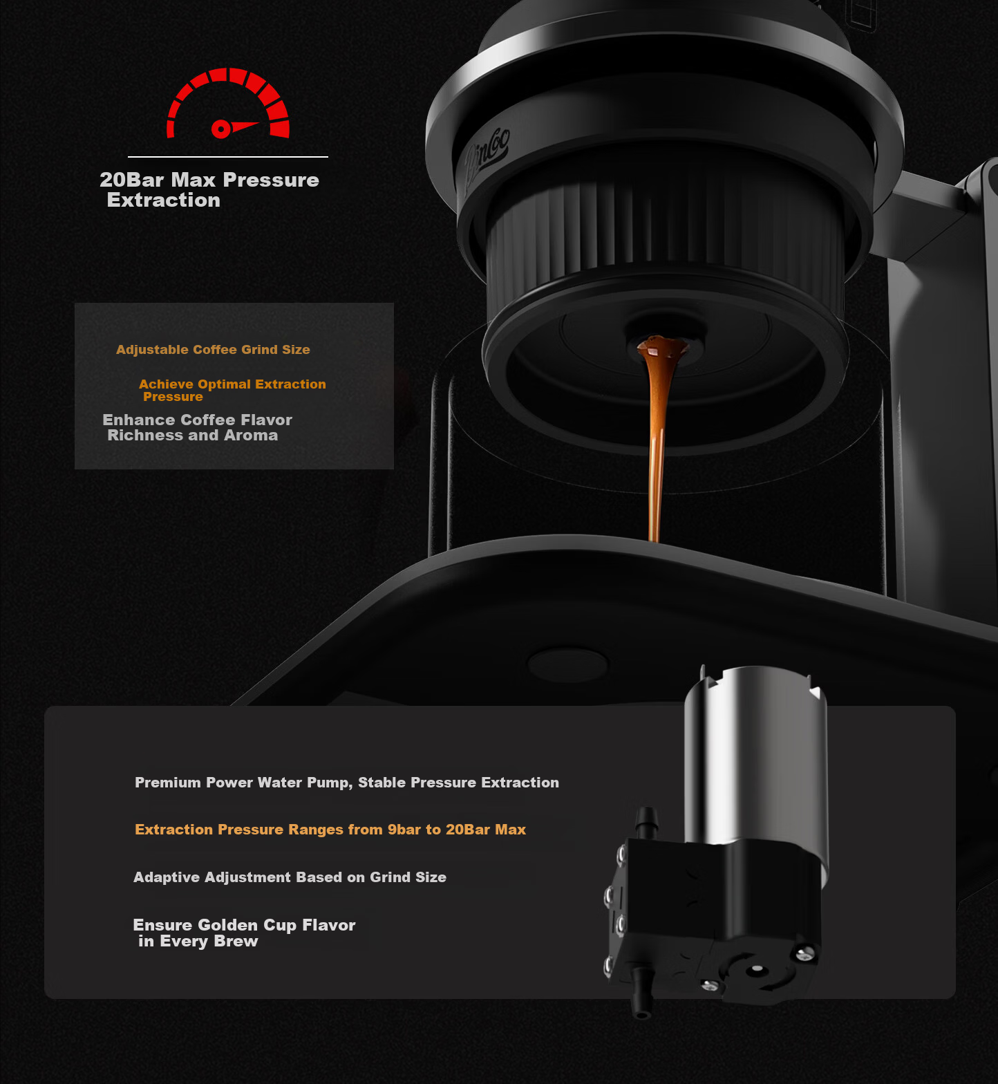 Bincoo Portable Coffee Maker H2Pro Capsule Coffee Machine Small Electric Italian Espresso Extractor 7