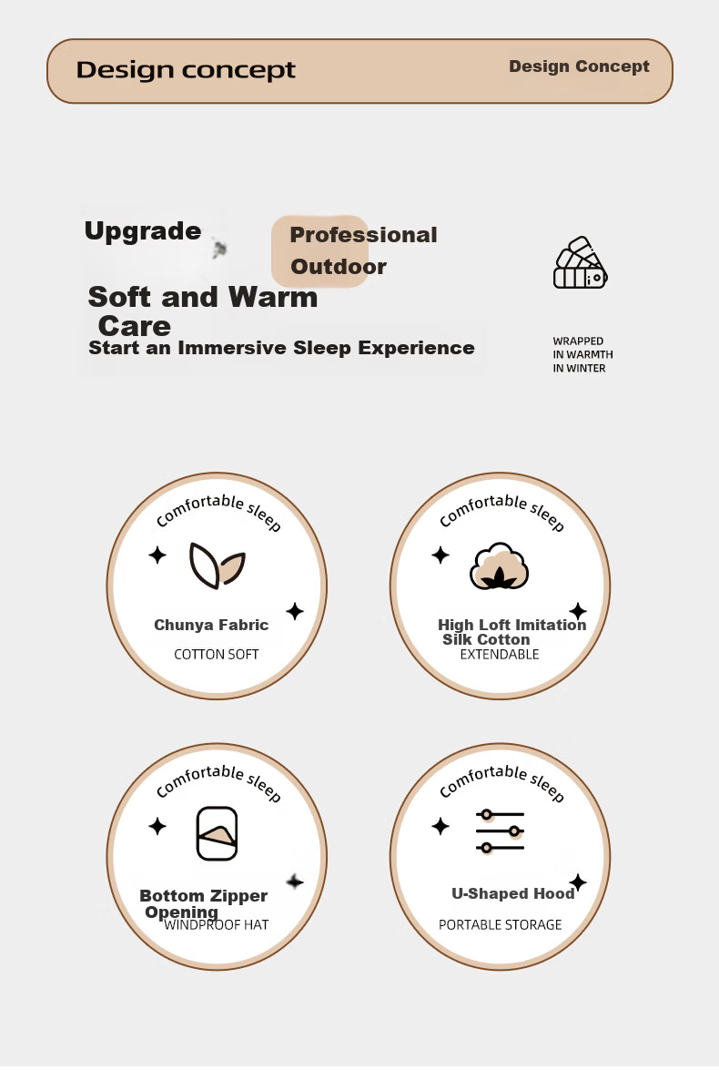 CAMEL Happy Sleeping Bag Extra Wide and Thick Cold-Resistant Warm Autumn Winter Outdoor Camping Overnight Office Nap Blanket 8636A 2