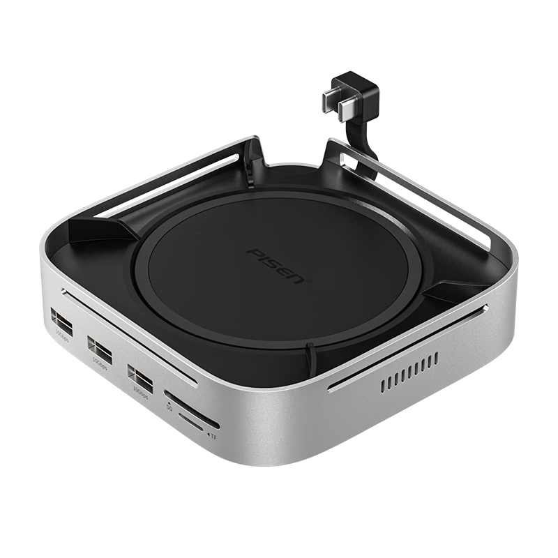 Pisen Mac mini Docking Station Apple AI Host M4/4Pro Desktop Expansion Dock M.2 SSD Enclosure Base USB-C to DP1.4 Screen Casting USB 3.2 Adapter