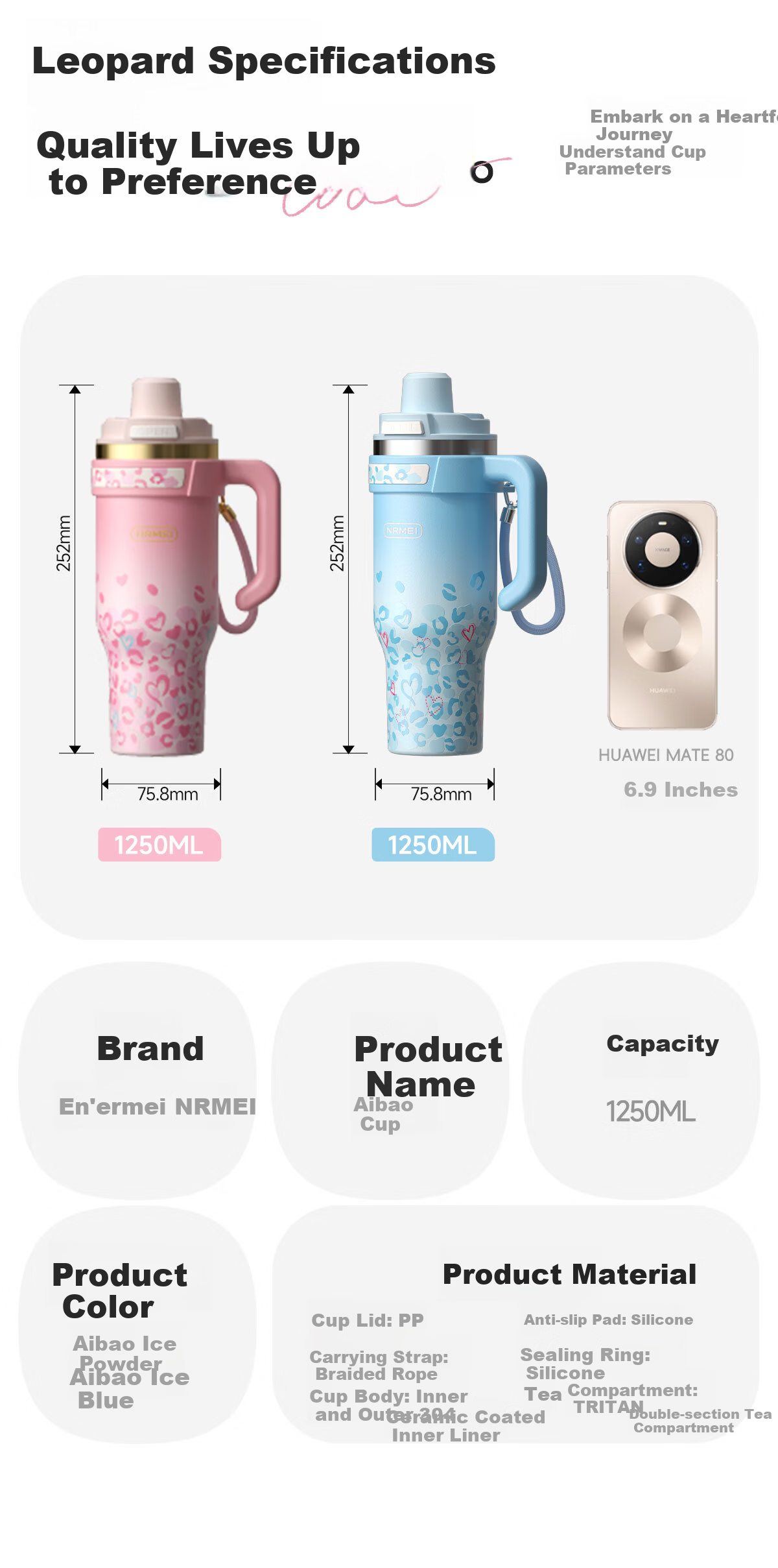 NRMEi Insulated Large Capacity Ice Tumbler 520ml Gift for Girlfriend Couples High-Value Birthday Present 26