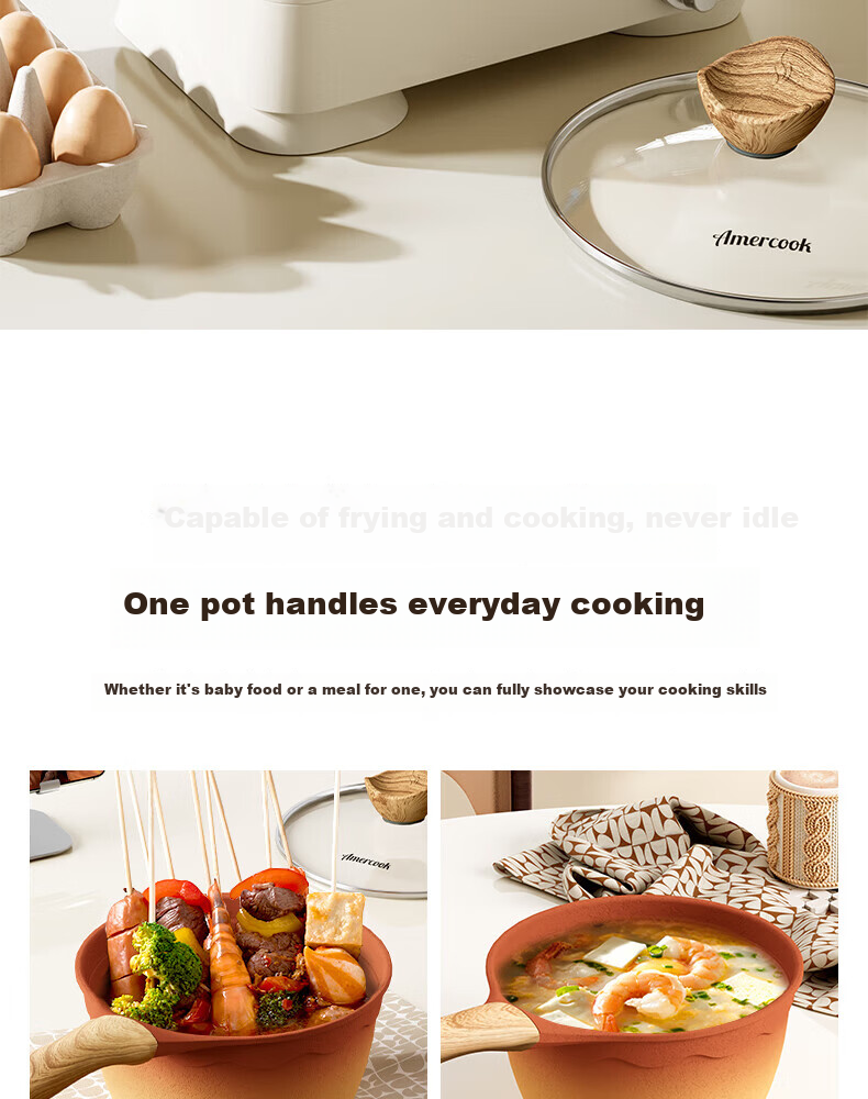Amercook Clay Milk Pot Non-Stick Baby Food Pot Instant Noodle and Porridge Cooking Pot Amir Pot for Home Induction Cooker and Gas Stove 14