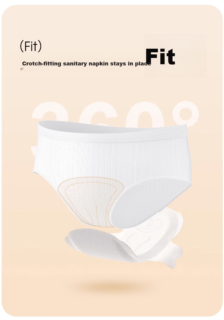 Deanqi Disposable Women's Cotton Crotch Underwear Sterile Individually Packaged Thick Breathable Striped 5-Pack XL 11