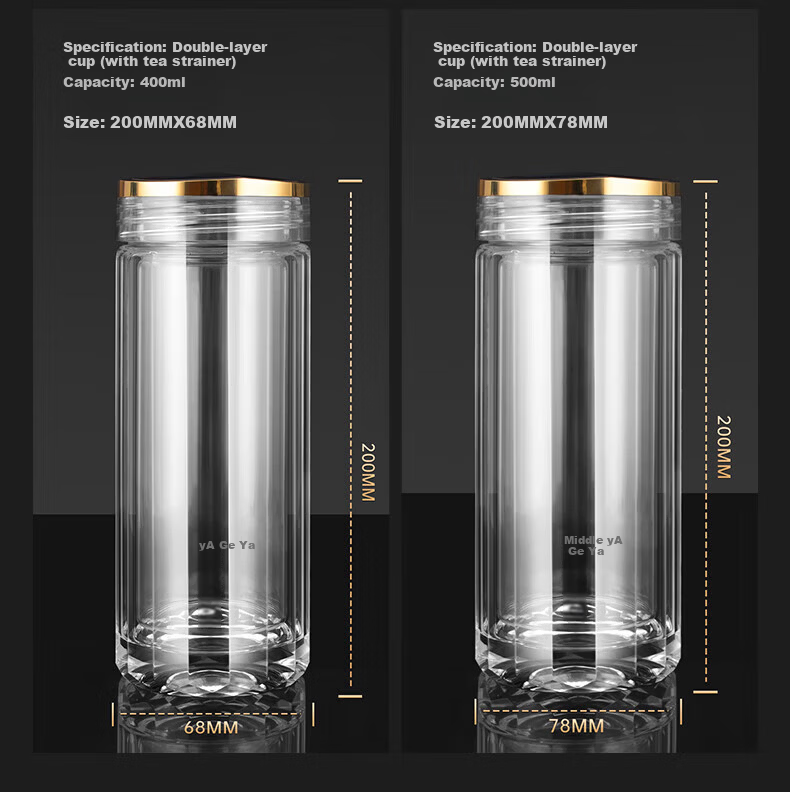 GEYA Jingwei Antibacterial Titanium Double-Layer Glass Cup Men's Glass Tea Cup Glass Water Cup Custom Gift 13