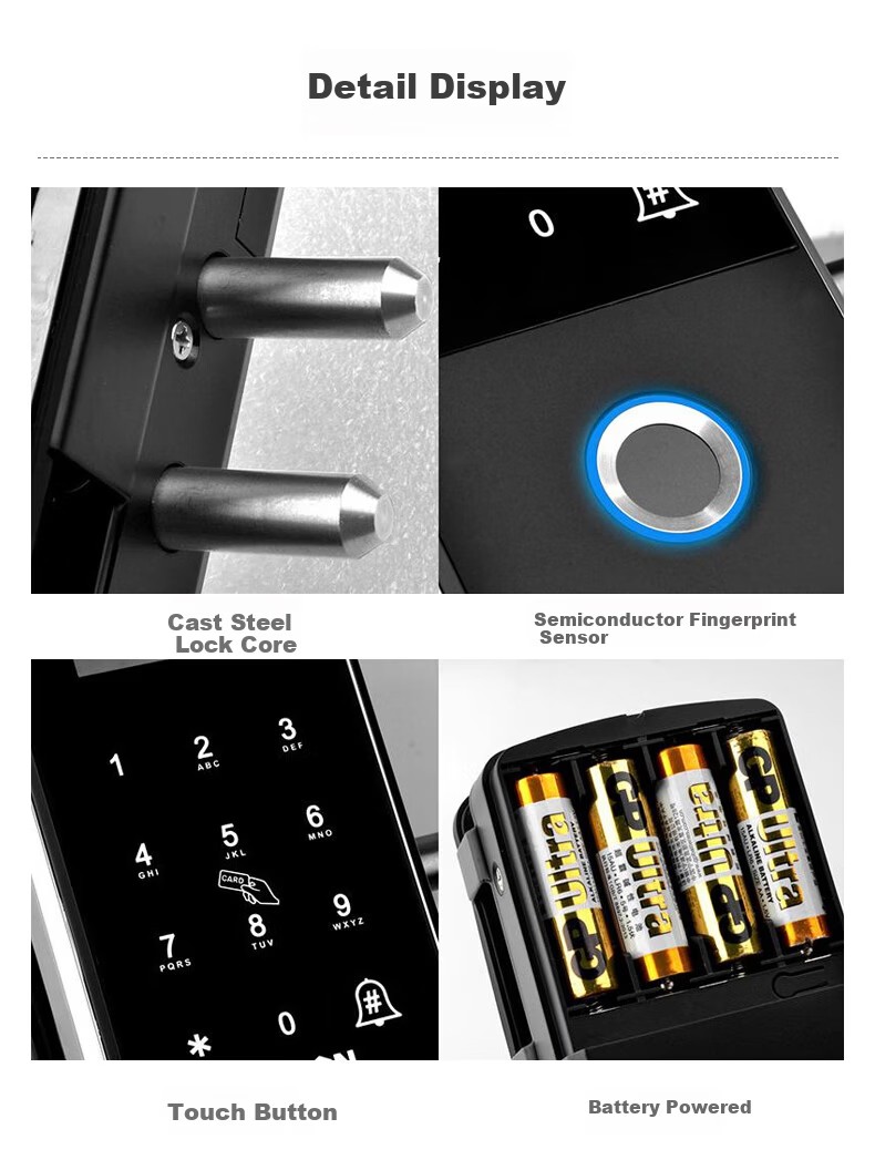 ZKTECO Technology GDL-F618 Glass Door Bluetooth Smart Fingerprint Lock Attendance Access Control System Glass Door Access Lock 5