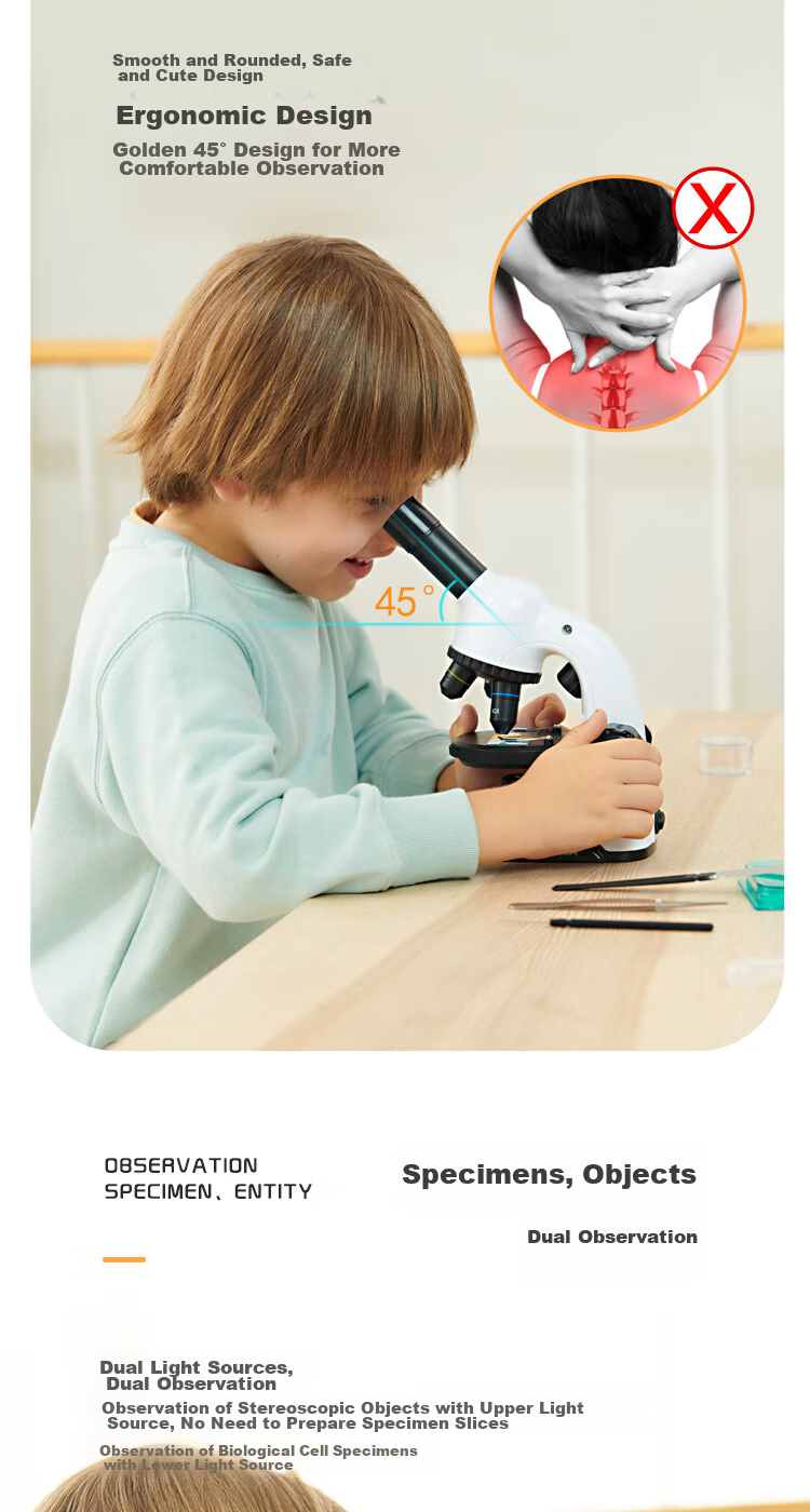 Bresser Microscope for Children, Dual-Use for Biological And Optical Viewing, High Magnification 750x, Scientific Experiment Toy, Children's Day Gift 7