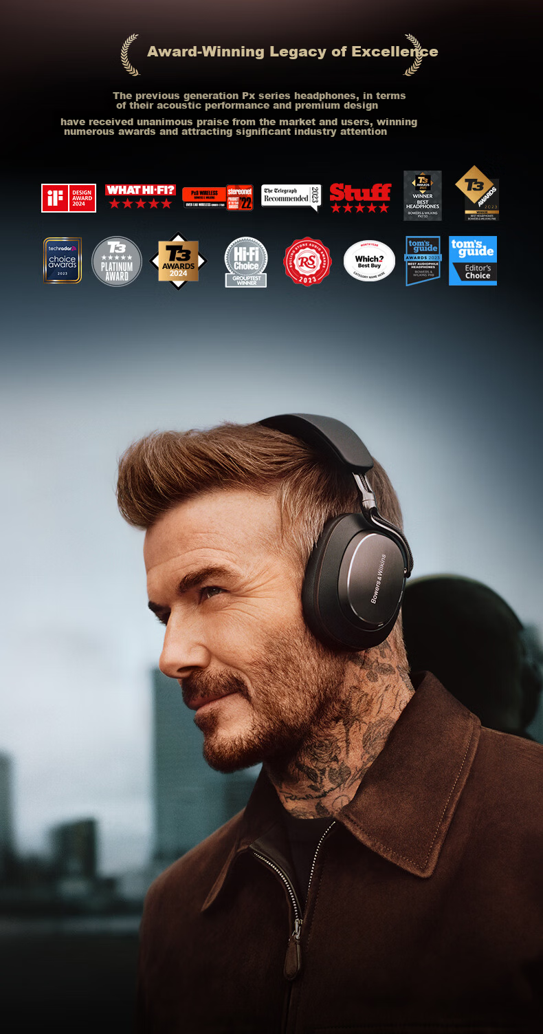 Bowers & Wilkins Px8S2 [New Flagship Release] Wireless HiFi Over-Ear Bluetooth Headphones B&W Smart Active Noise Cancelling High-Fidelity Music Gift Matte Black 2