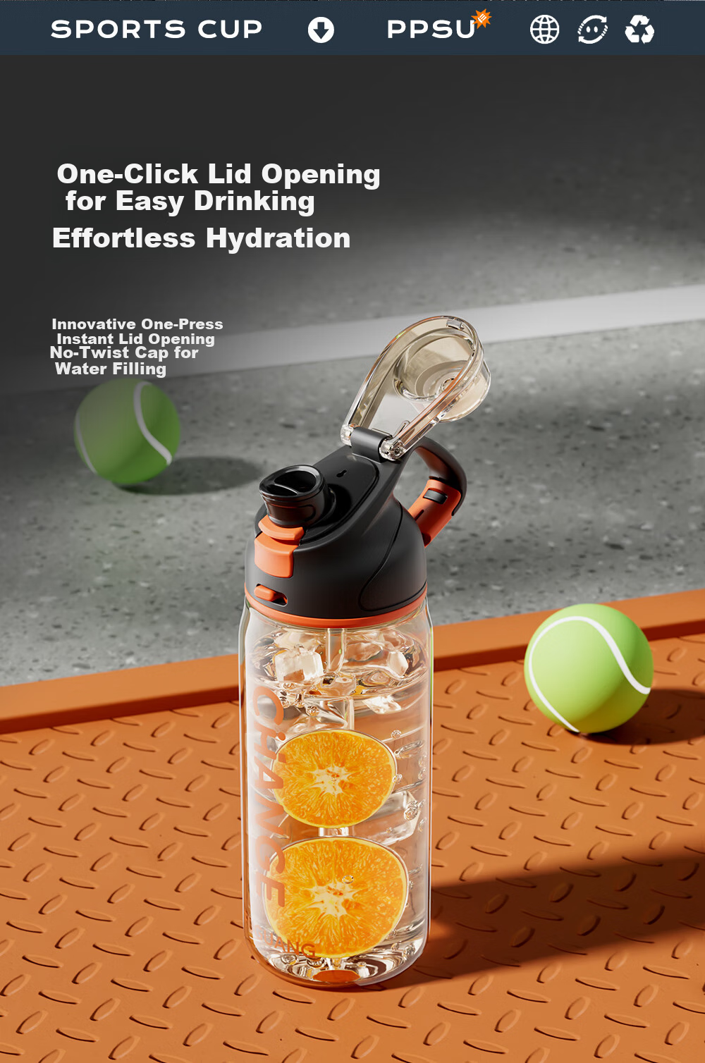 Fuguang Large Capacity Sports Outdoor Portable PPSU Water Bottle Summer Student School Food Grade Plastic Cup 3