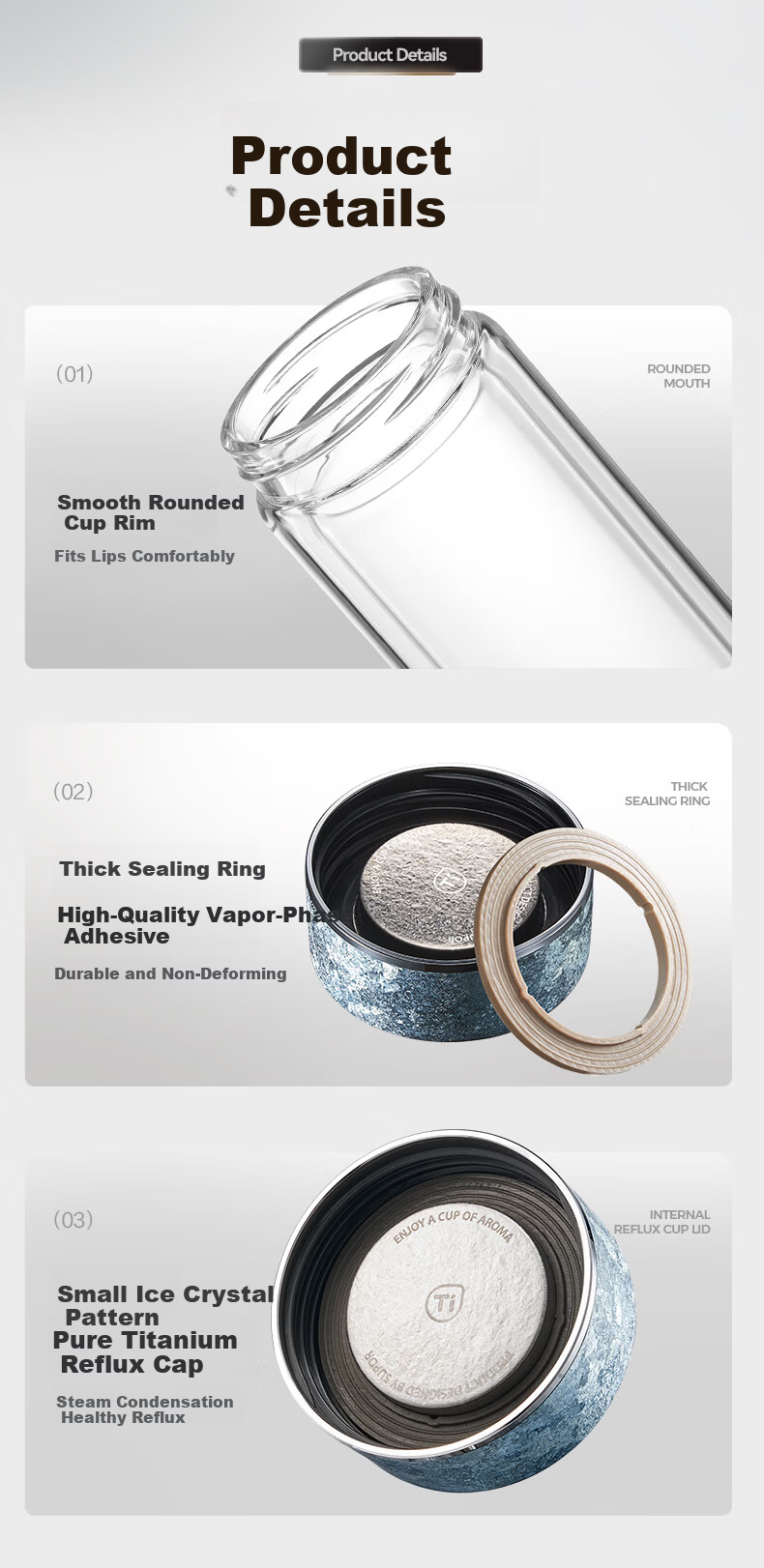 SUPOR Pure Titanium Tea Infuser Double-Layer Glass Cup Tea Water Separation Titanium Tea Cup Gift for Men and Women Birthday Gift Box 13