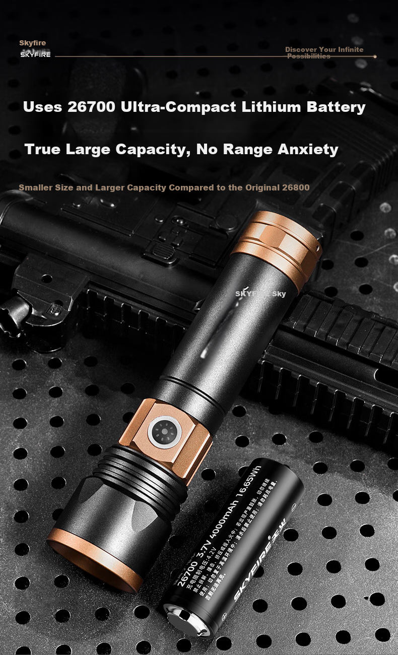 Tianhuo High-Power Flashlight Small Portable Ultra-Long Battery Life Super Bright Rechargeable Large Capacity Lithium Outdoor Patrol Use 3