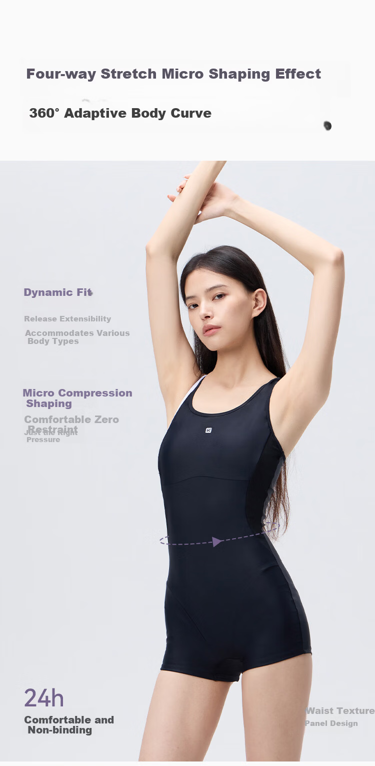 Keep Women's One-Piece Square-Leg Professional Swimsuit Plus Size Conservative Racing Training Swimwear 770 Black Purple L 6