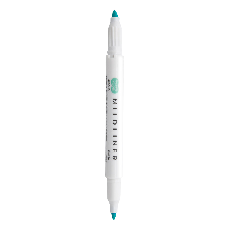 ZEBRA Dual-Tip Soft Highlighter, Mildliner Series Single Color Marking Pen, Student Marker, WKT7, Gentle Blue-Gree