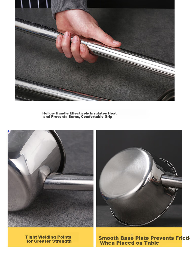 Chuwanya Stainless Steel Long Handle Soup Ladle Water Scoop Commercial Large Soup Porridge Ladle 12cm Diameter 45cm Length 10