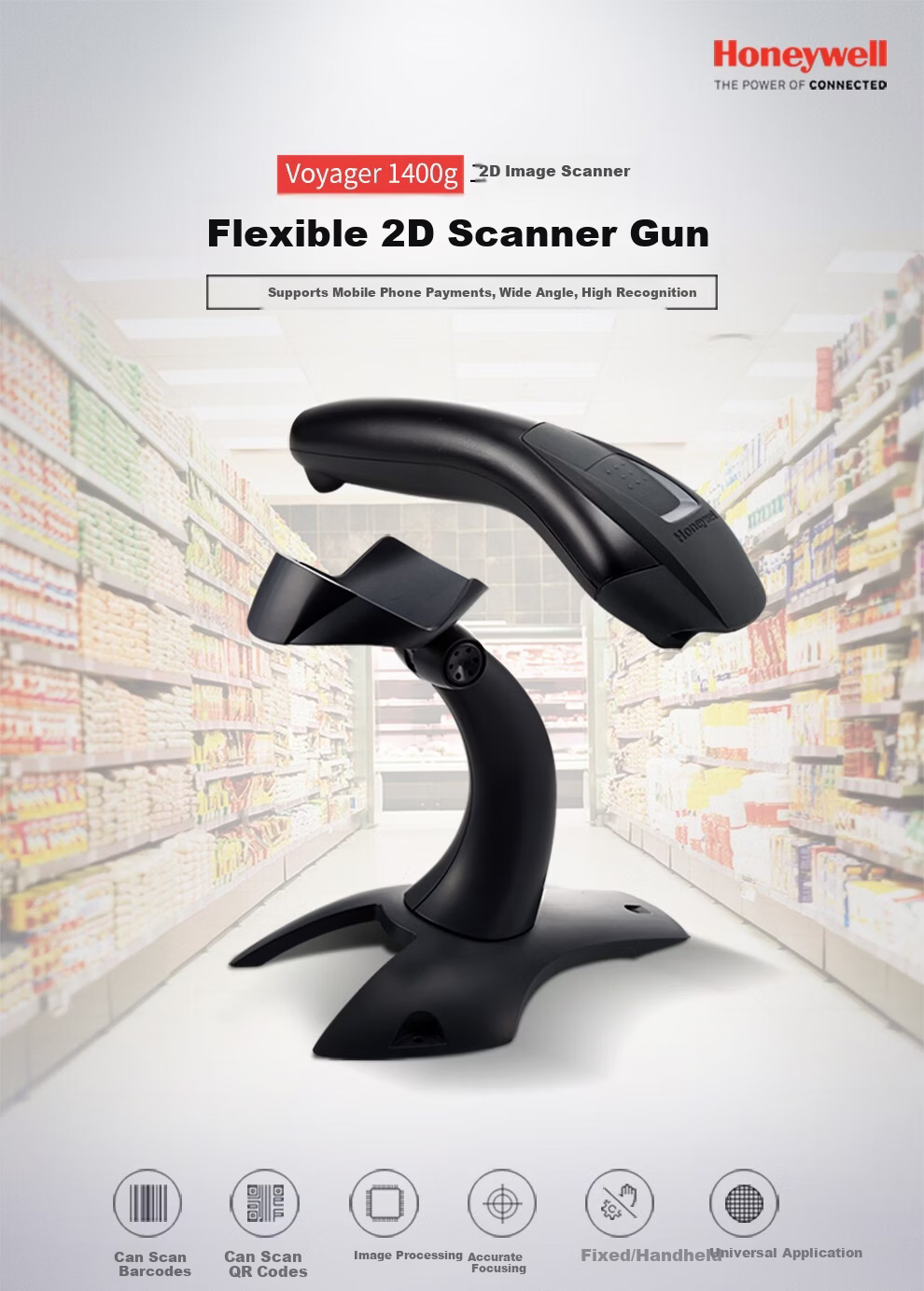 Honeywell MK/MS5145 Wired Barcode Scanner Laser 1D Code Handheld USB White for Supermarket Pharmacy Cashier Inventory 1