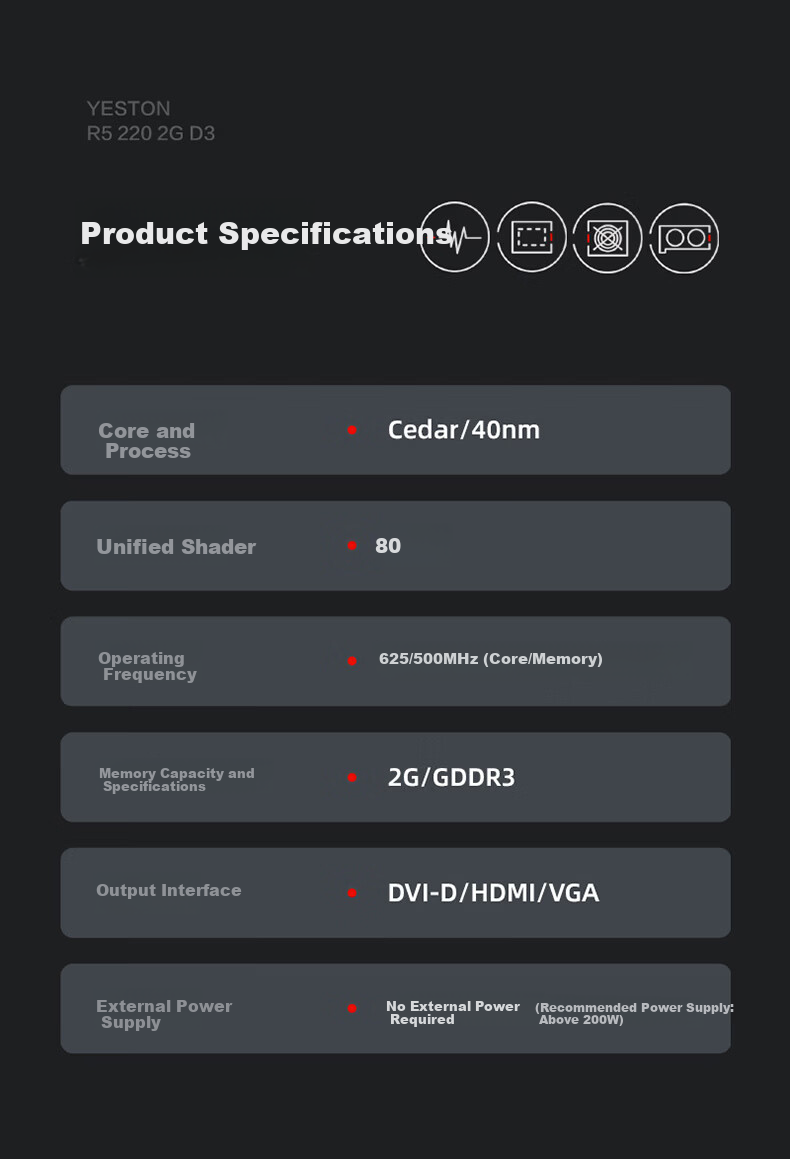Yeston R5 220 2GD3 War God Edition Desktop Office Entertainment Dedicated Graphics Card 2