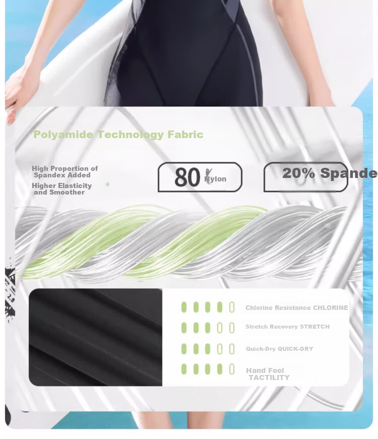Xtep Women's Conservative High-End Professional Competitive Slimming Tummy Control One-Piece Five-Point Training Swimsuit 6