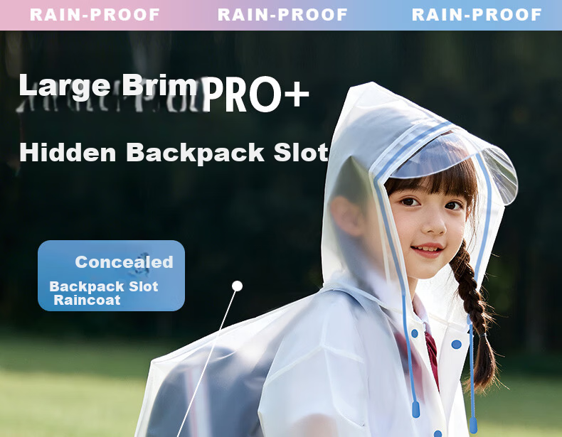 Yucheng 2026 New Disposable Children's Raincoat for Primary School Students with Backpack Slot, Long Thickened Portable Travel Raincoat 1
