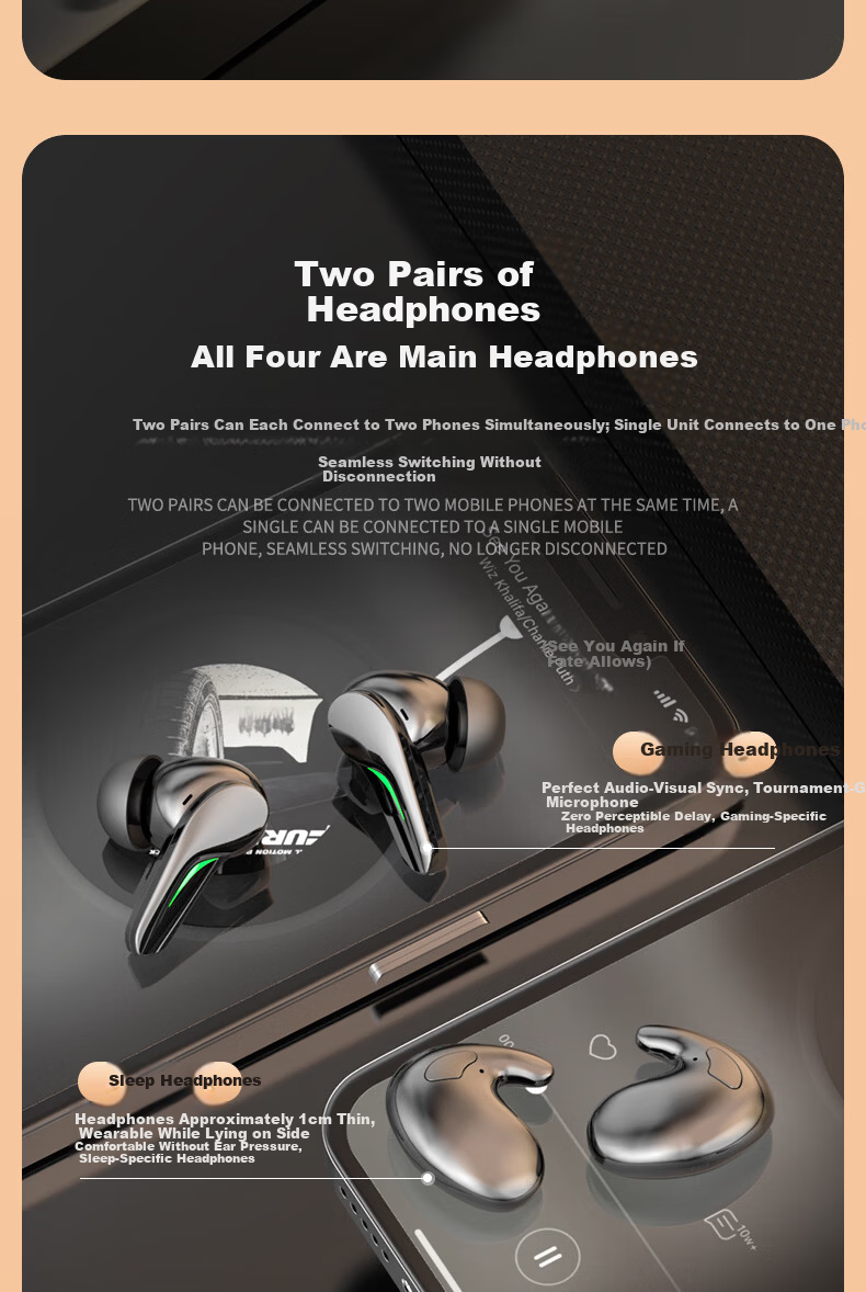 Taidu RD39 Wireless Bluetooth Earbuds 4-Pack In-Ear Ultra-Mini Invisible Sports Running Sleep Gaming Noise-Cancelling Low Latency Long Battery Life High-Quality Sound 11