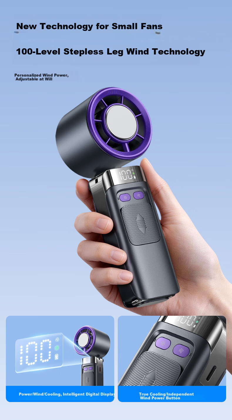 AUX 2026 New Handheld Cooling Fan Portable Superconducting Ice Compress Personal Cooling Device Small Office Silent Outdoor Commuting Long Battery Life Fan 8