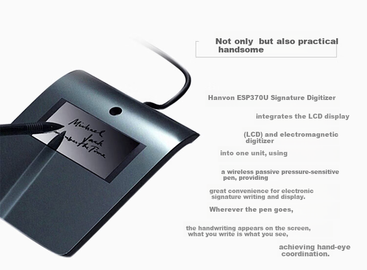 Hanvon Electronic Signature Screen ESP370U Handwriting Pad Signature Original Pen Stroke Preservation Signature Digitizer Supports Secondary Development 4