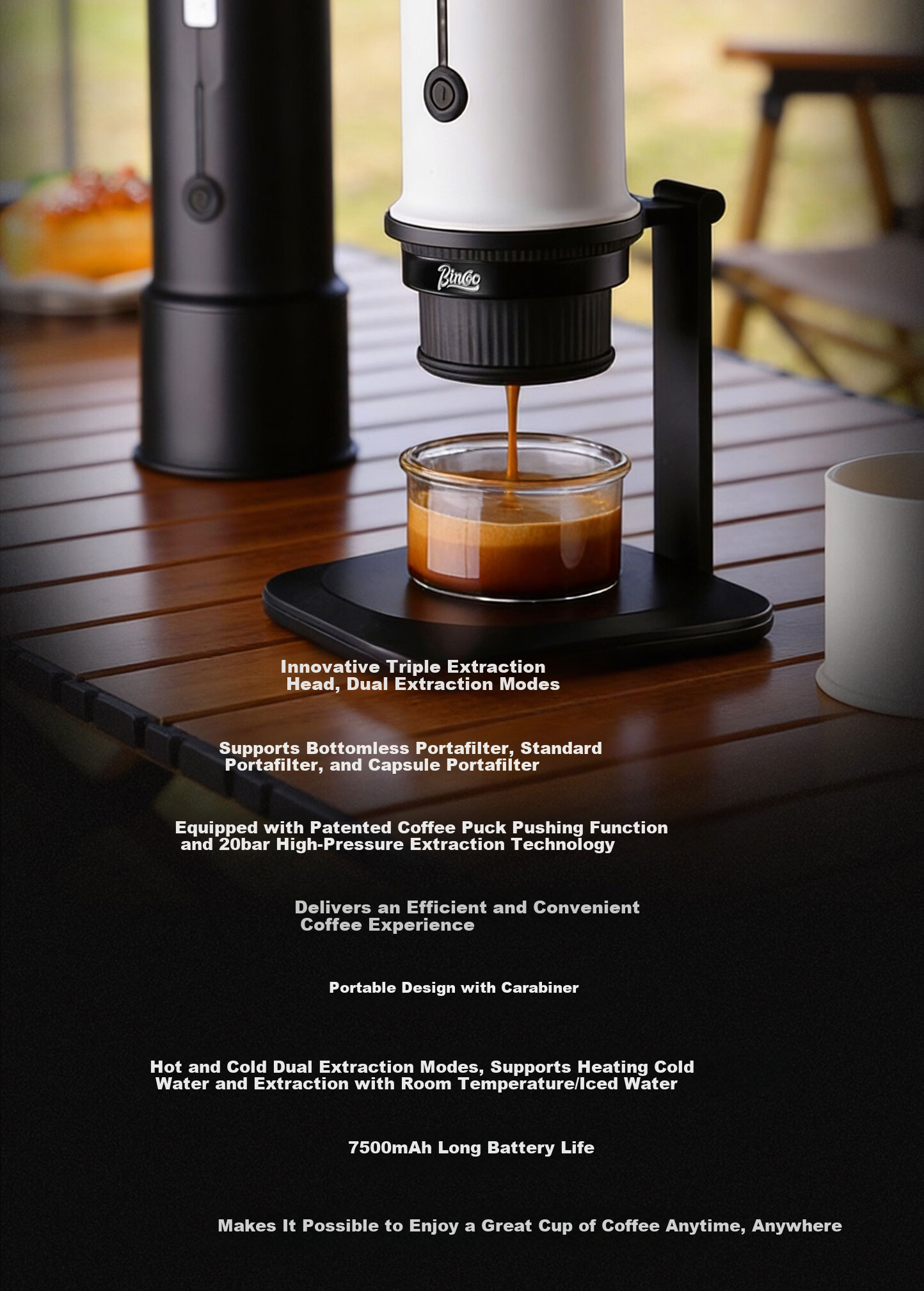 Bincoo Portable Coffee Maker H2Pro Capsule Coffee Machine Small Electric Italian Espresso Extractor 5