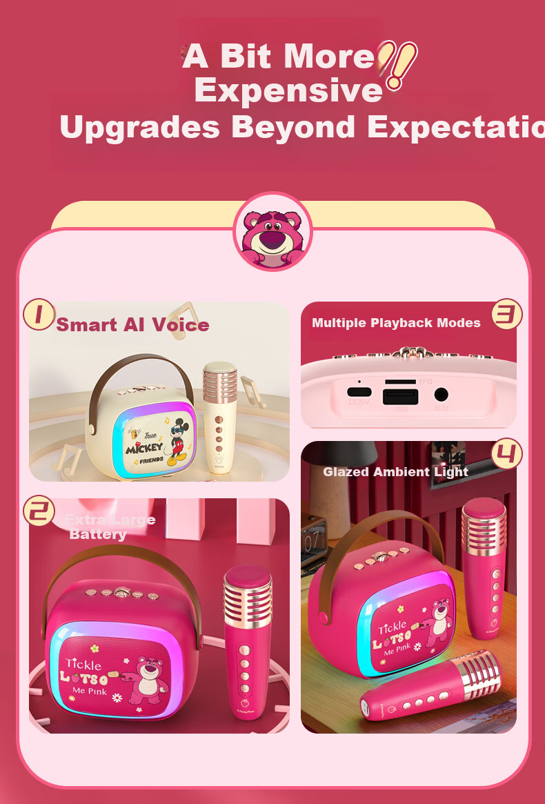 Disney Children's Day KTV Microphone Speaker Wireless Bluetooth Speaker Smart Voice Toy Birthday Gift Box MK18 Minnie 1
