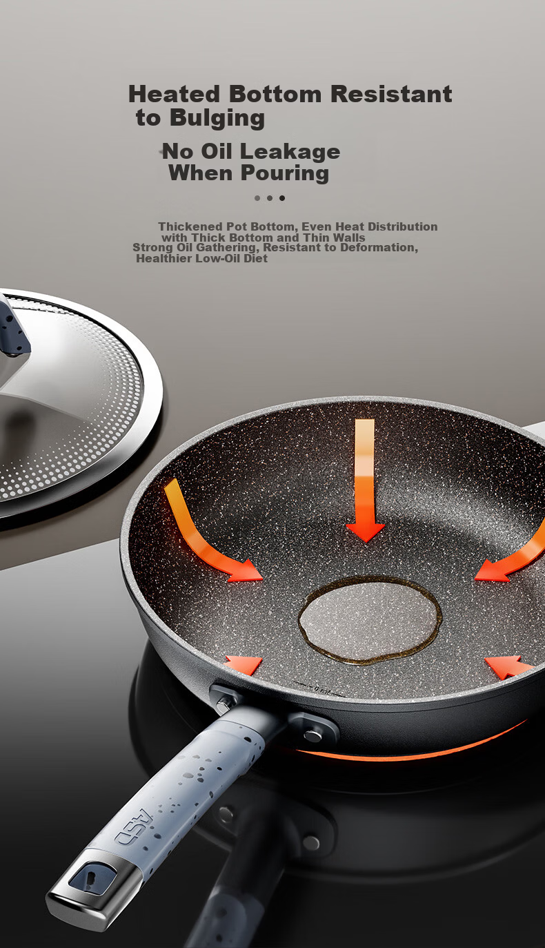ASD Titanium Non-Stick Frying Pan Magic Stone 28cm Induction Gas Stove Compatible F1WG 12