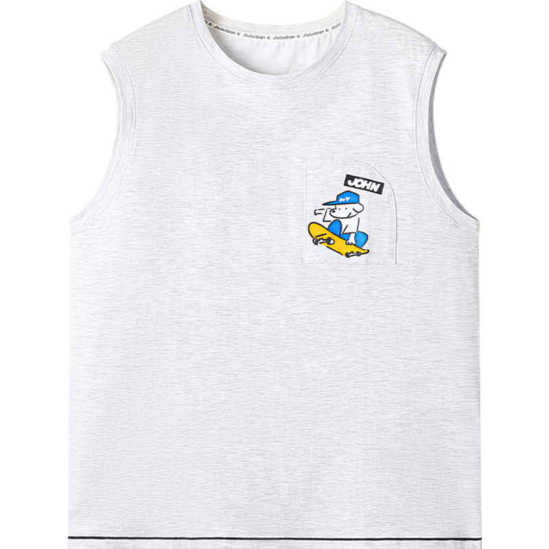 Jiusuiban Boys' Lightweight Summer Antibacterial Wide-Shoulder Vest for Kids Age 7, Youth Loose Sleeveless Top