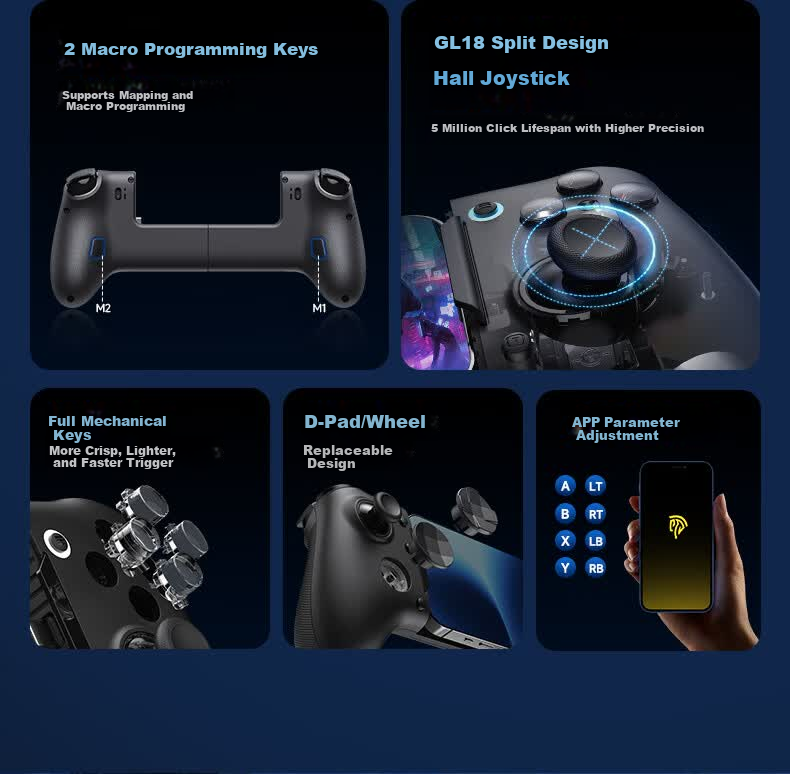 EasySMX Yisuoma Wujie M20 Wireless Streaming Cloud Gaming Dual-Mode Mobile Gamepad for Android iPad Delta Peripheral Mobile Game Genshin Impact King of Glory PC 5