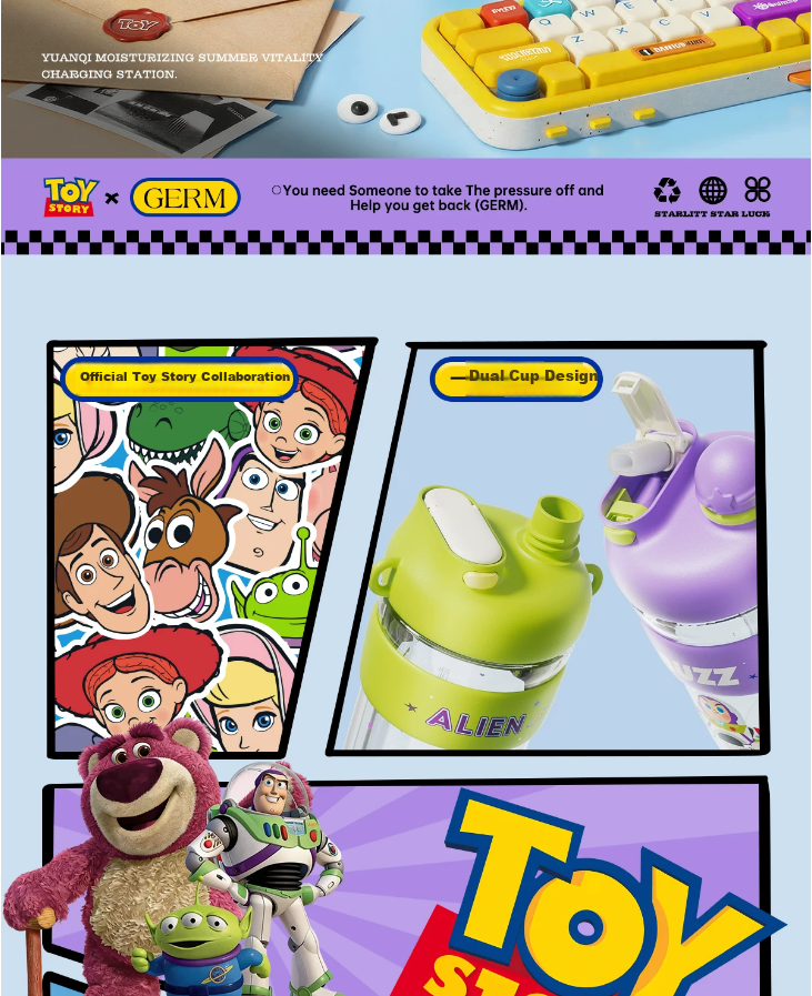 Germ Germ Gemi Toy Story Kids Purple Sports Portable Cloud Travel Cup (Buzz Lightyear) 2