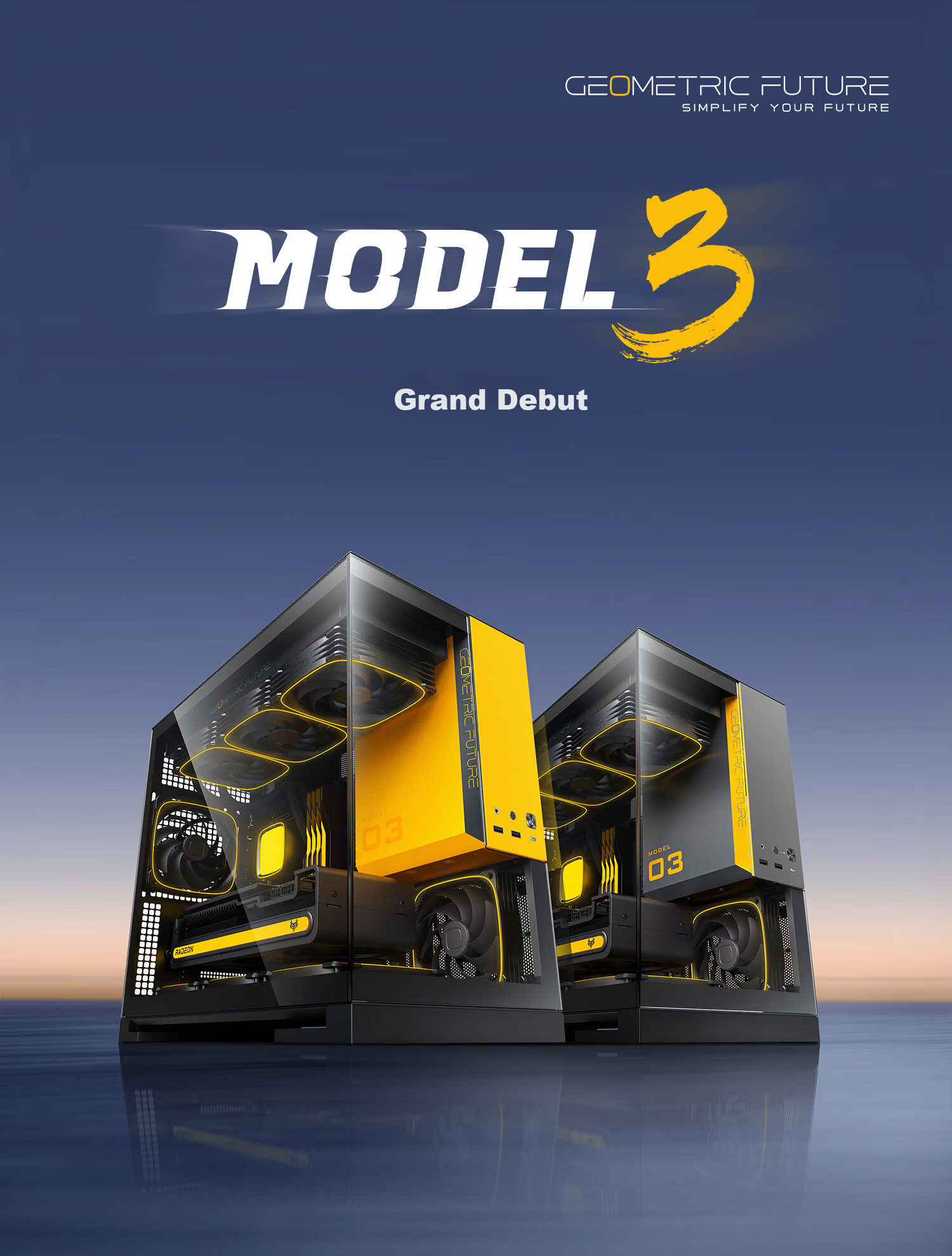 GeometricFuture Model3 Nezha Computer Case Black Grey (Supports M-ATX Motherboard/50 Series Graphics Card/360mm Radiator/Seaview Case/Type-C Interface) 1