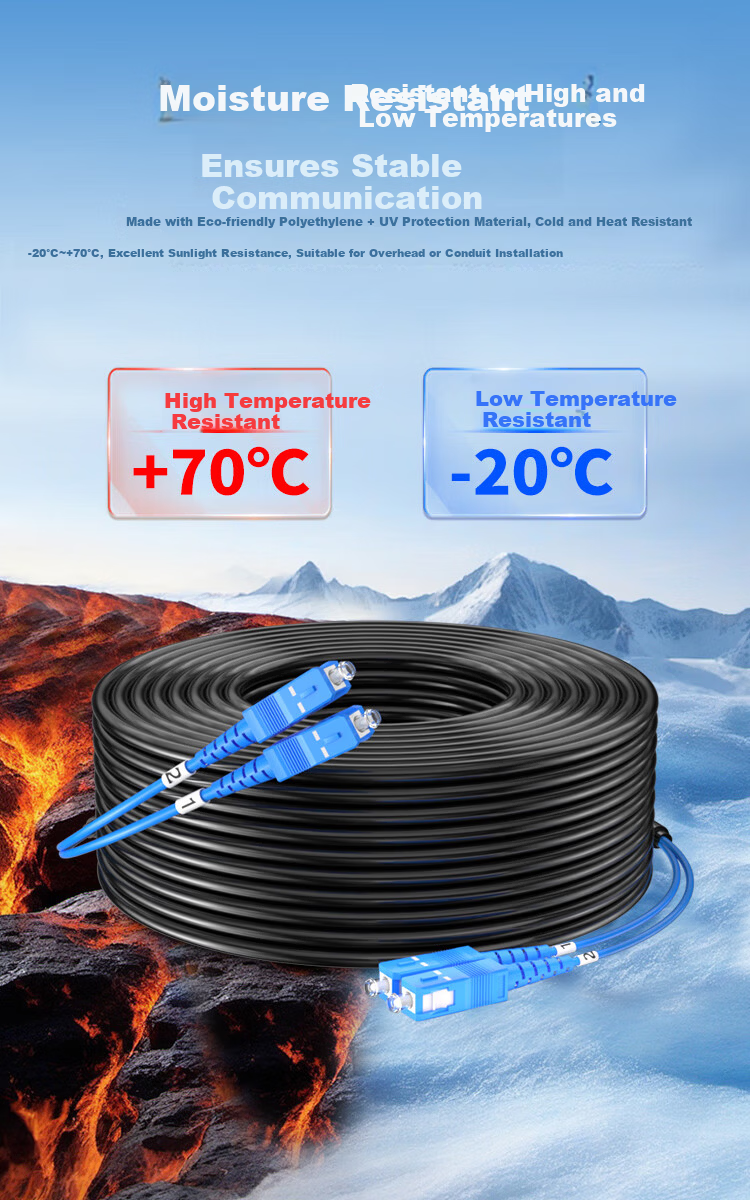 AIENKIS Outdoor Single-Mode Armored Pre-Terminated Fiber Optic Cable 2-Core SC Connector 2-Core Fiber Patch Cord Fusion-Free Outdoor Aerial Cable 50m AK-TW2-50SC 7