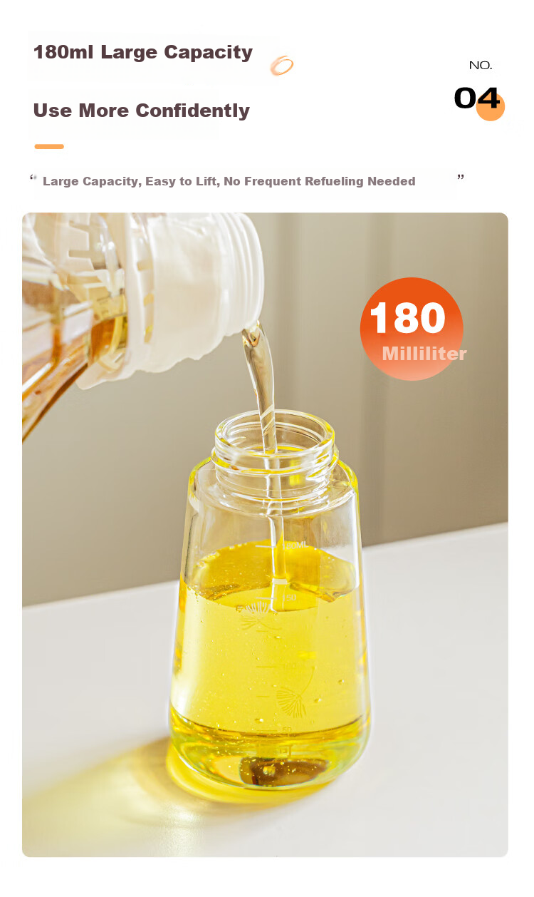 Shuke Spray Oil Bottle High Borosilicate Glass Mist Sprayer Household Food-Grade Kitchen Oil Dispenser 10