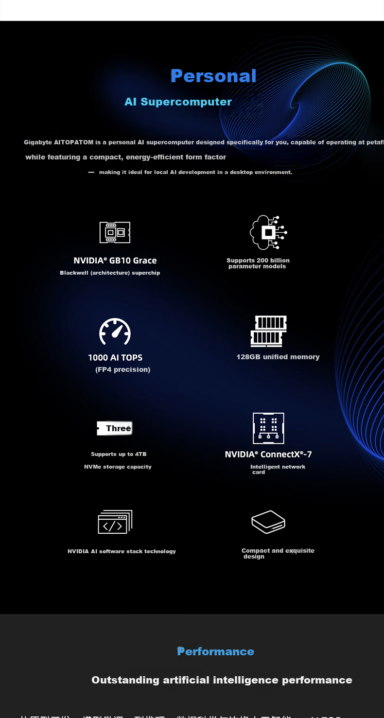 GIGABYTE AI Mini Workstation Desktop GB10 (DGX SPARK 128GB 4TB) Local Deployment Large Model OpenClaw Lobster Farming 1