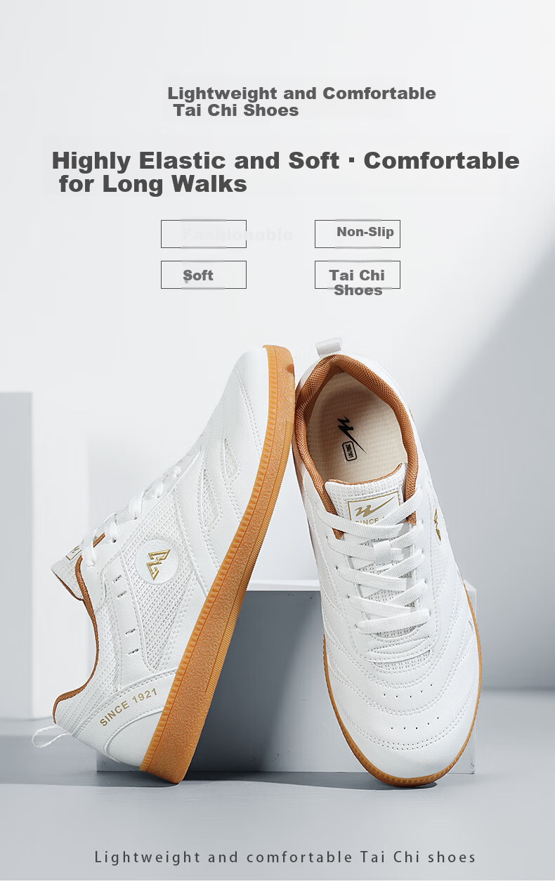 Double Star Bate Spring Summer Mesh Breathable Tai Chi Taekwondo Martial Arts Shoes Cowhide Sole Middle-aged and Elderly Unisex Competition Training Shoes 1