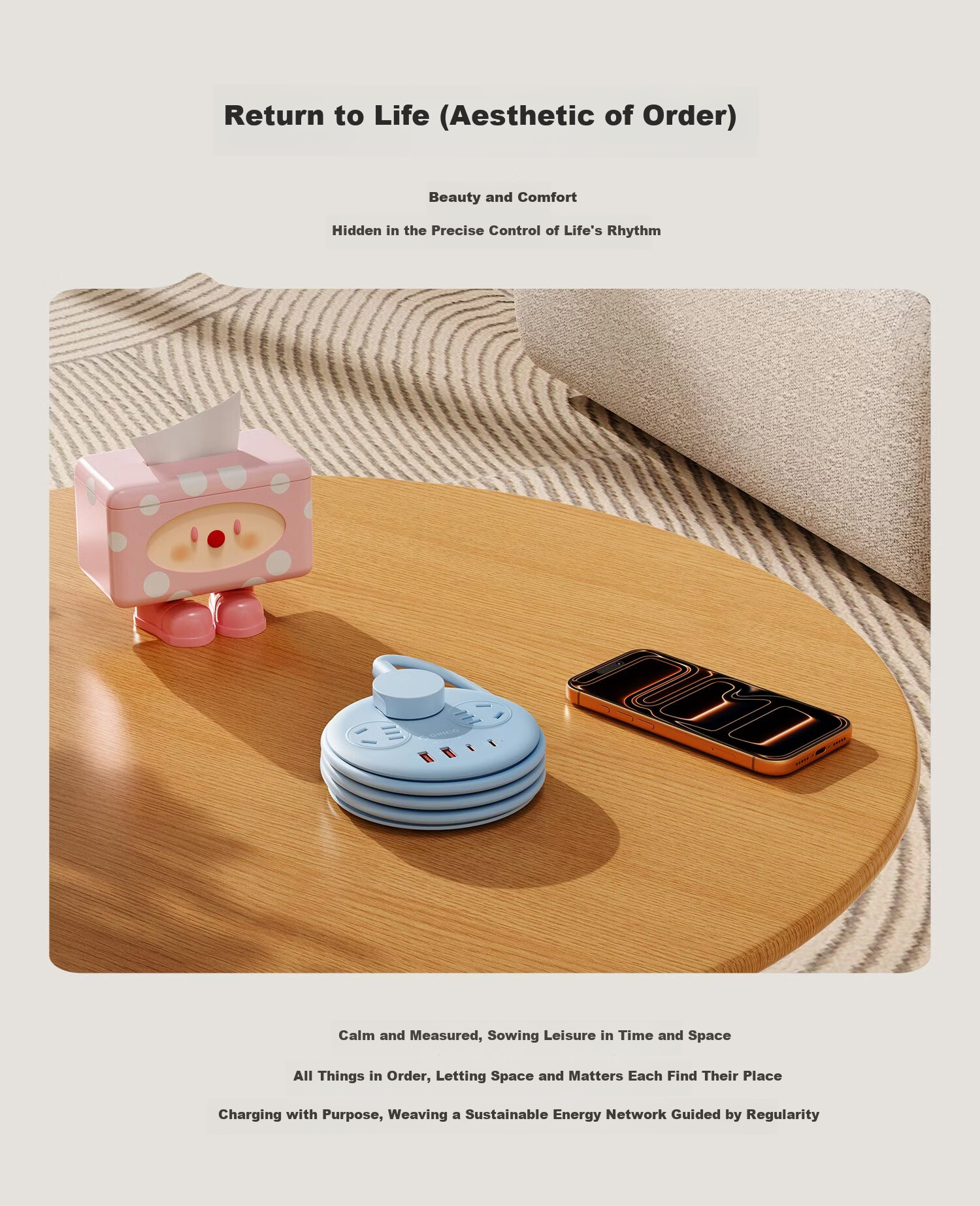 ORICO Mini Power Strip USB Multi-Functional Extension Socket Multi-Port Fast Charging Power Board 1.05m for Home Office Dormitory 2