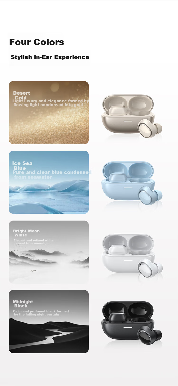 QCY [Major New Product] A30 Wireless Bluetooth Bean-Shaped In-Ear Active Noise Cancelling -60dB Sports Earphones with Adaptive Wind Noise Reduction, Call Noise Cancellation, Long Battery Life, Desert Gold 11