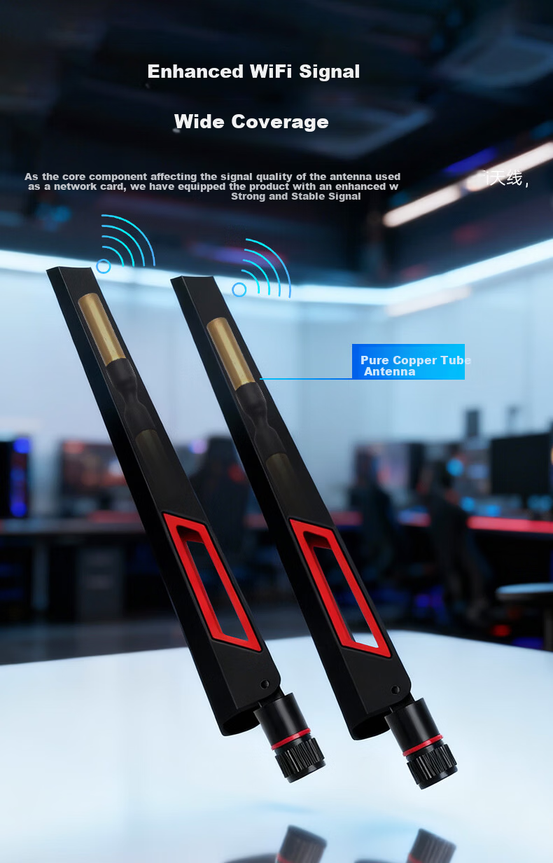 Fenvi Desktop External Network Card Antenna 10dB WiFi Antenna Dual-Band Router 2.4G/5G High Gain SMA Internal Thread Signal Booster Antenna 2