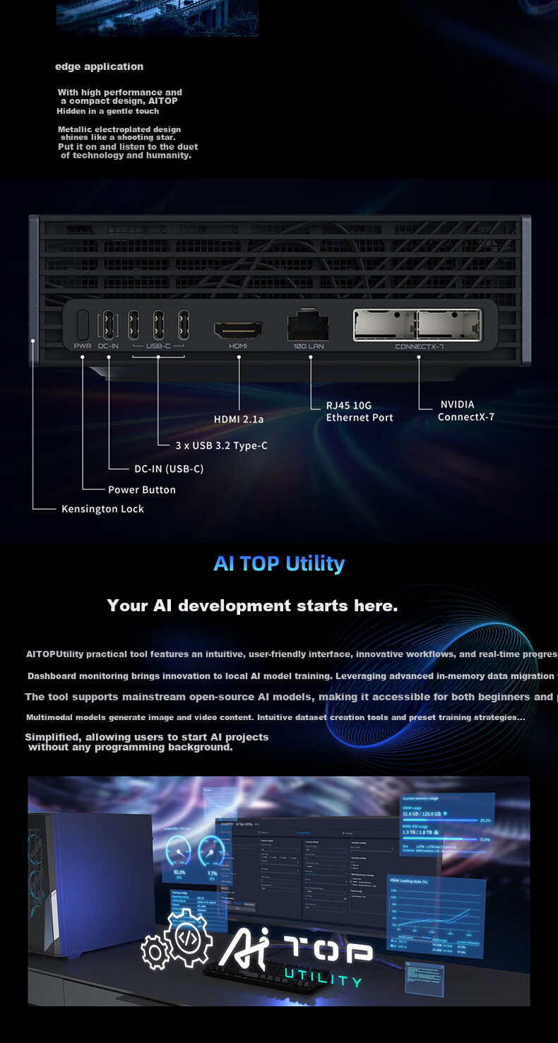 GIGABYTE AI Mini Workstation Desktop GB10 (DGX SPARK 128GB 4TB) Local Deployment Large Model OpenClaw Lobster Farming 5