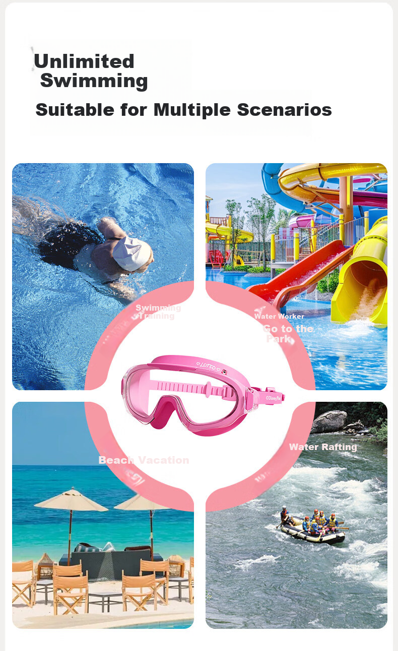 Disney Kids Swimming Goggles HD Waterproof Anti-Fog Professional Baby Protective Goggles D66600S Pink Strawberry Bear 8