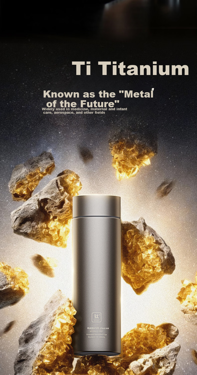 KAMJOVE Titanium Insulated Water Bottle Pure Titanium Inner and Outer Cup Portable Tea Cup for Men and Women 3