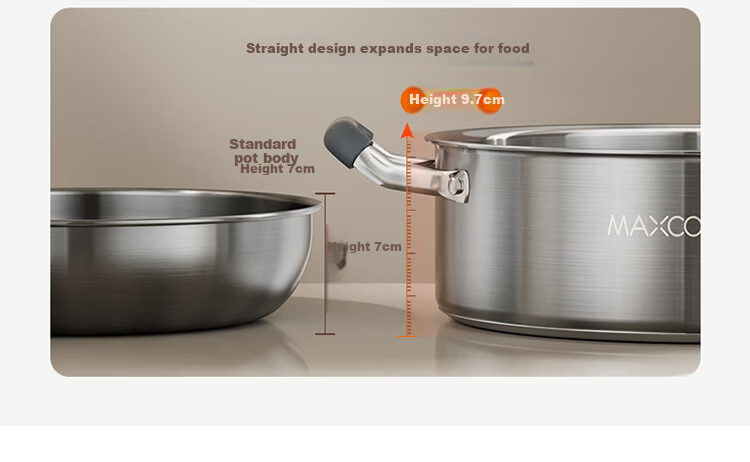 MAXCOOK 26cm 316L Stainless Steel Hot Pot Soup Pot with Lid, Compatible with Gas and Induction Cookers MCT7528 8