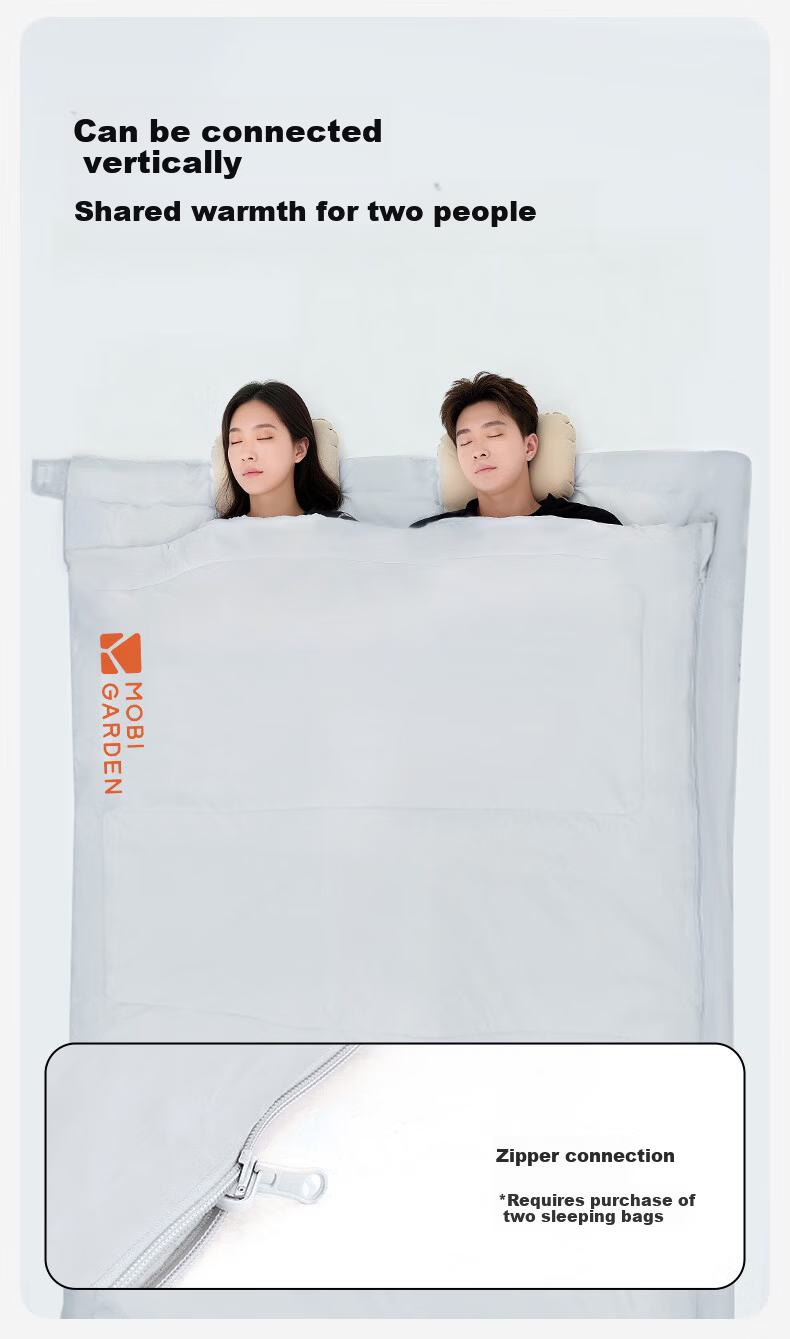MOBIGARDEN Cambrian Envelope Cotton Sleeping Bag Outdoor Hiking Warmable Spliceable Adult Sleeping Bag NX25662004 Snow Peak White 4