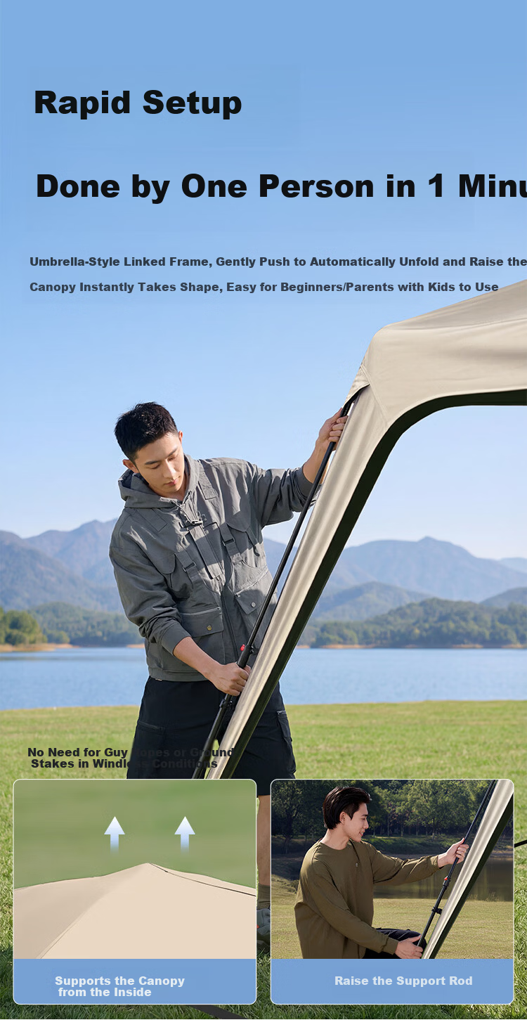 JD Jingzao Self-Standing Quick-Open Dome Canopy Exclusive Accessory Door Curtain (Canopy Not Included) 3