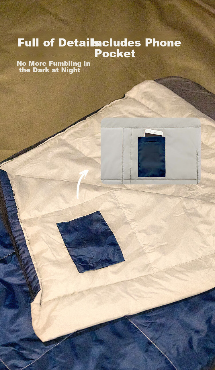 Coleman 15-Degree Single Sleeping Bag Outdoor Camping Warm Breathable Blue Gray, Two Can Be Zipped Together into Double Sleeping Bag 4