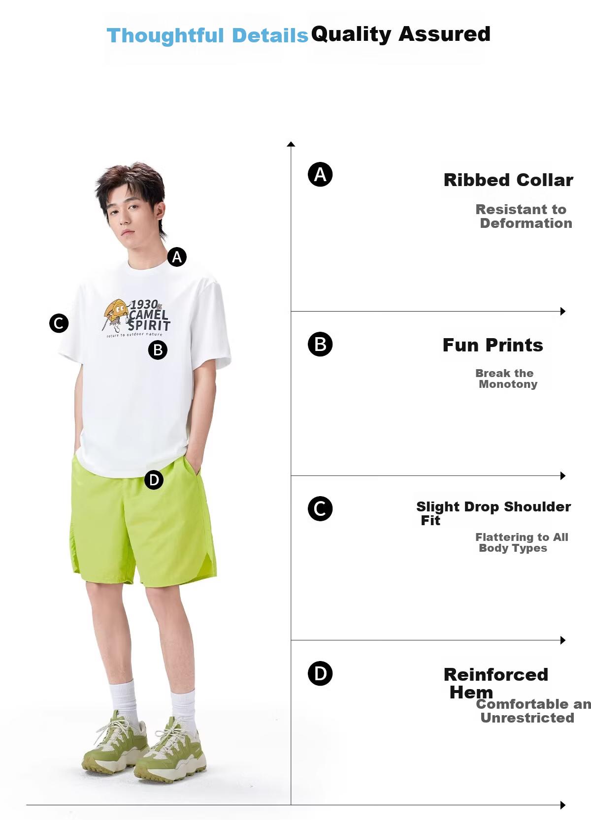CAMEL Outdoor Quick-Dry T-Shirt Unisex Spring Summer Breathable Moisture-Wicking Printed Cotton Hiking Mountaineering Sports Top 8054 9